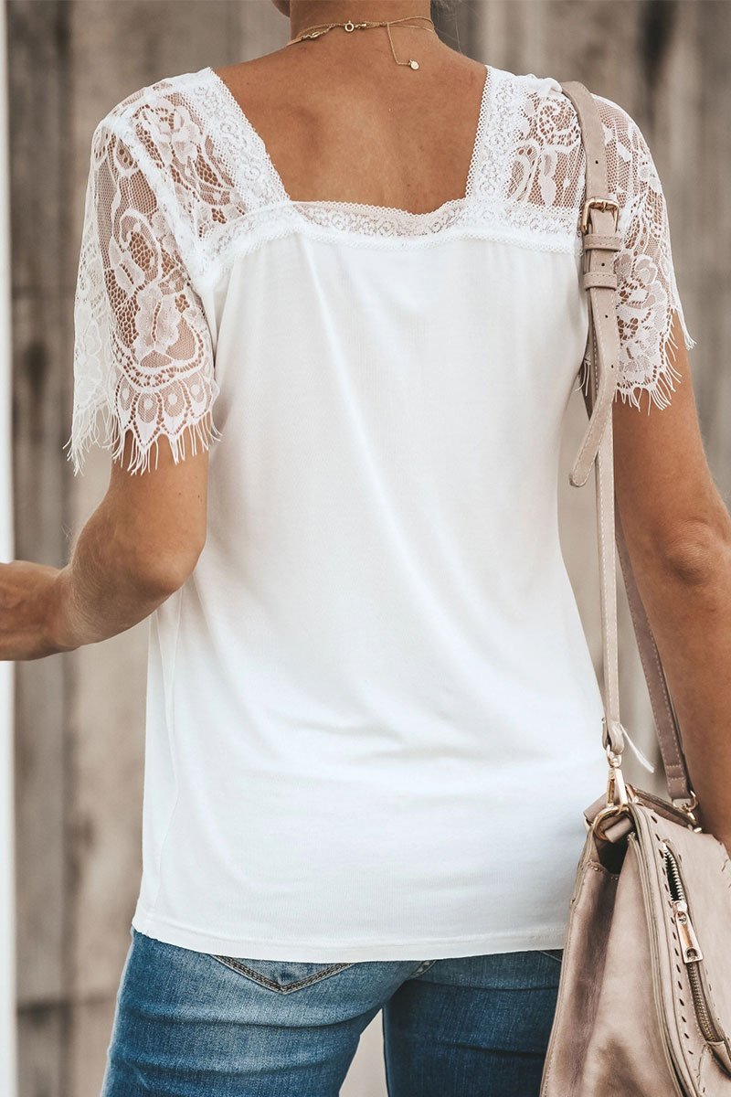 Lace Patchwork Black T-shirt (2 Colors)