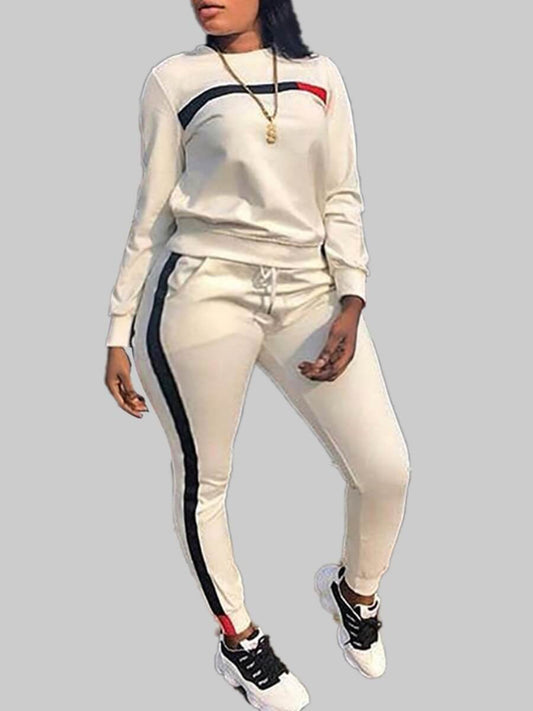 Striped Drawstring Pants Set Ar5085