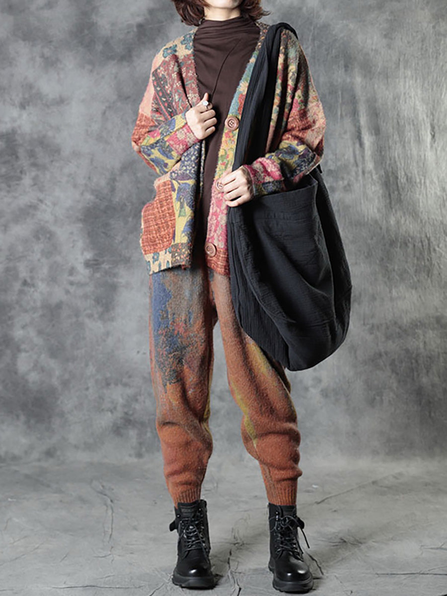 Autumn Colorful Flower Knitted Sweater Coat As1048
