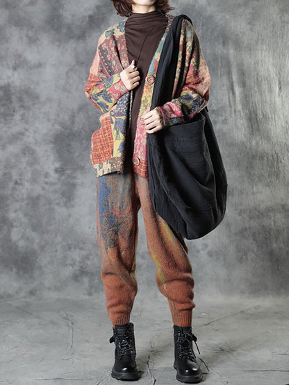Autumn Colorful Flower Knitted Sweater Coat As1048