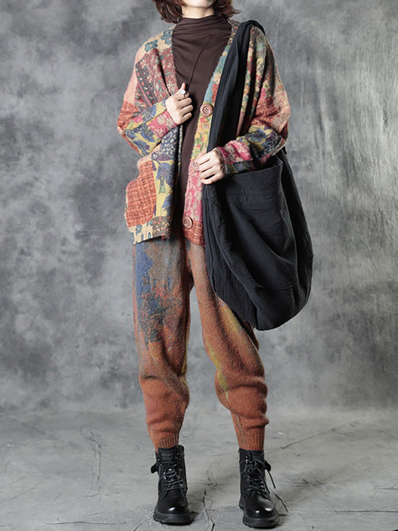 Autumn Colorful Flower Knitted Sweater Coat As1048