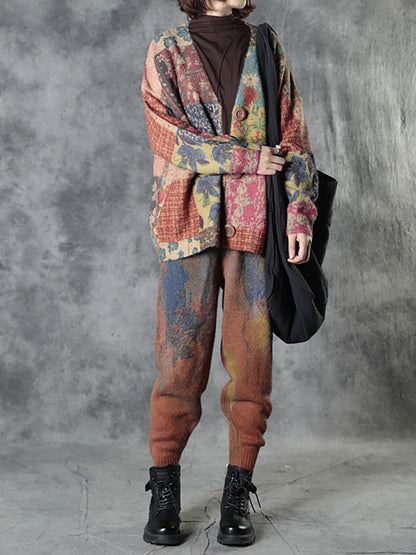 Autumn Colorful Flower Knitted Sweater Coat As1048