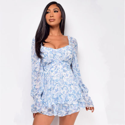 Square Neck Ruffle Romper