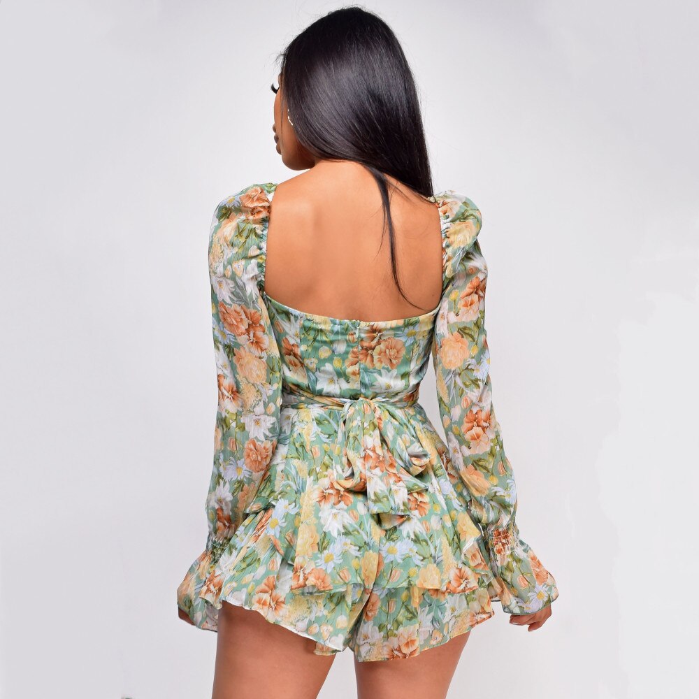 Square Neck Ruffle Romper