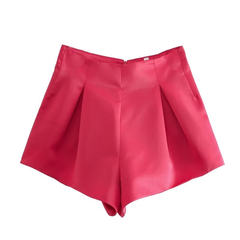 Hight Waist Hot-shorts Loose Flare Mini Shorts Wide Leg Color Shorts