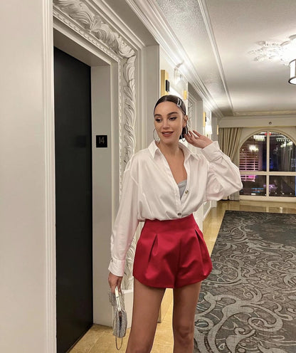 Hight Waist Hot-shorts Loose Flare Mini Shorts Wide Leg Color Shorts