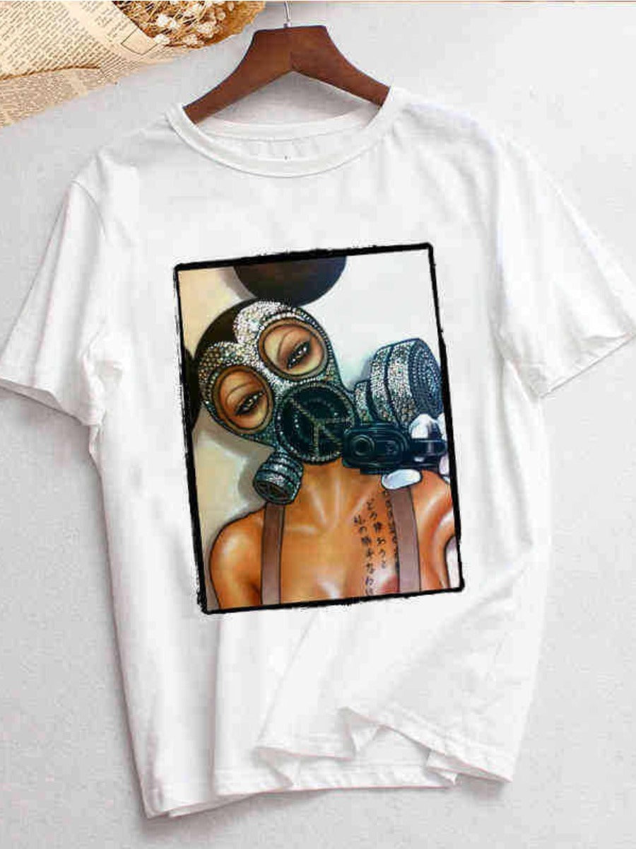 O Neck Print White T-shirt Ar50113