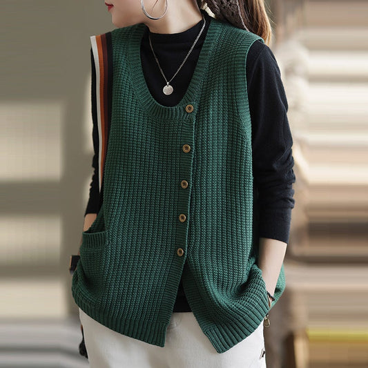 Winter Knitted Button Sleeveless Vest Waistcoat Sweater Op1017