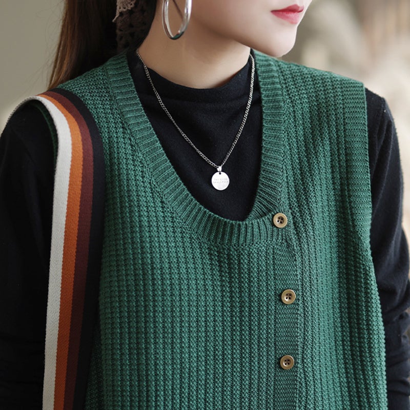 Winter Knitted Button Sleeveless Vest Waistcoat Sweater Op1017