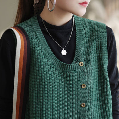 Winter Knitted Button Sleeveless Vest Waistcoat Sweater Op1017
