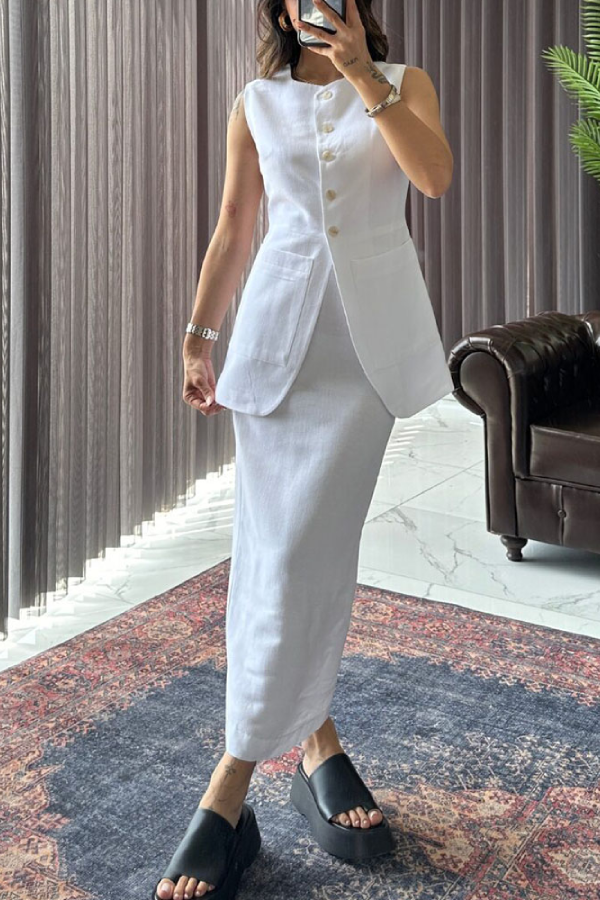 Stylish and Cotton and Linen Two-piece Set