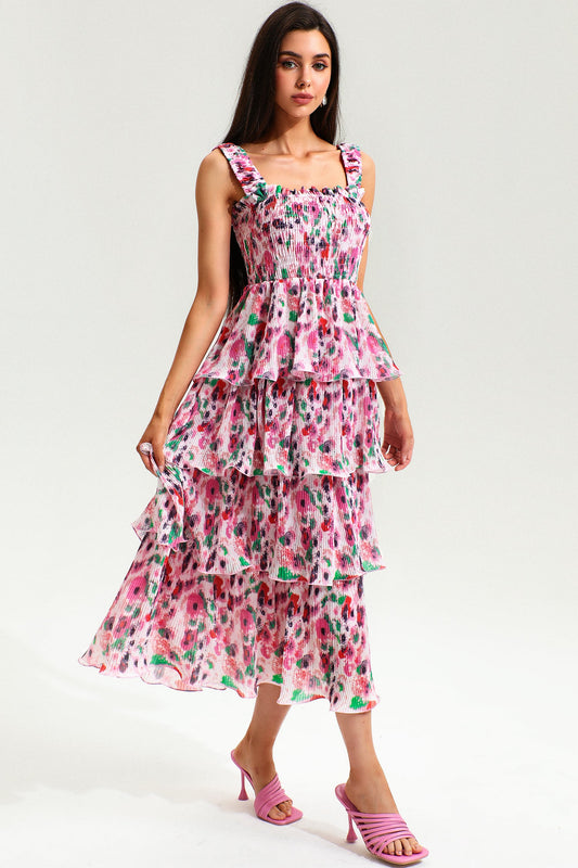 Cami Backless Tiered Ruffle Hem Maxi Dress