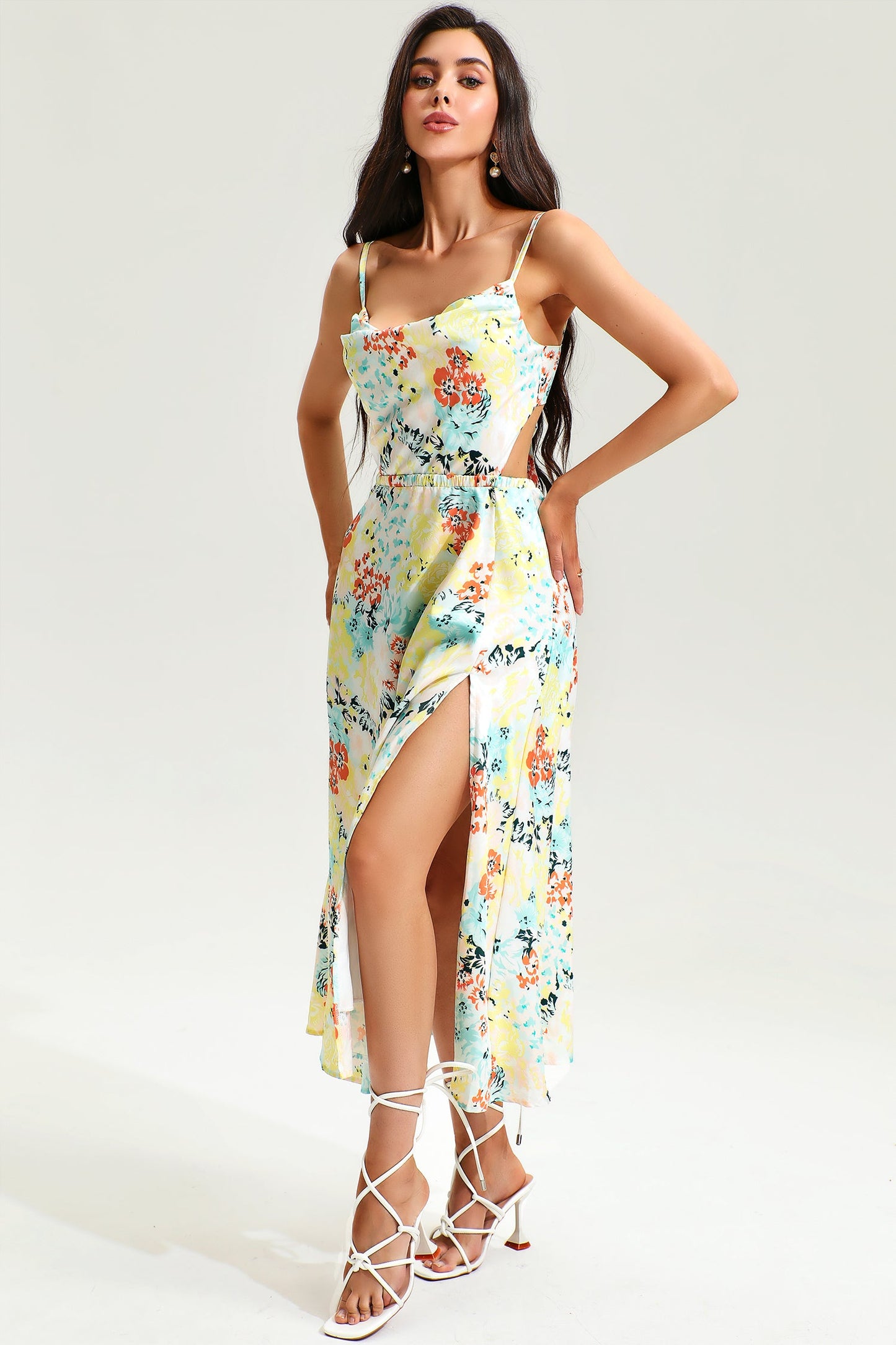 Backless Cut Out Cami Midi Dress