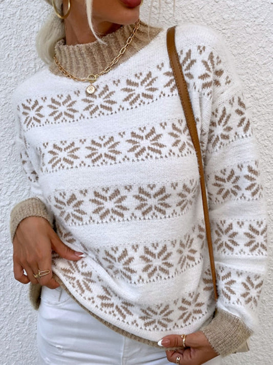 Dressbetty - Snowflake Turtleneck Loose Sweater