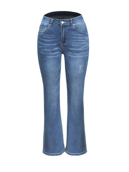 High Stretch Slim Denim Trousers Street Boot Cut Pants S-2xl Drop Shipping