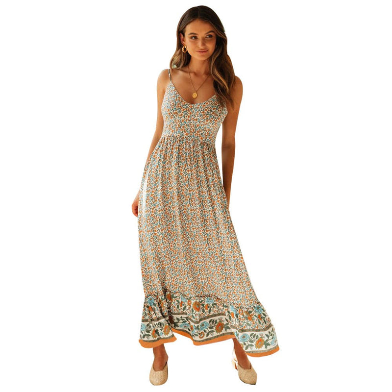 Summer V Neck Print Bohemia Long Dress