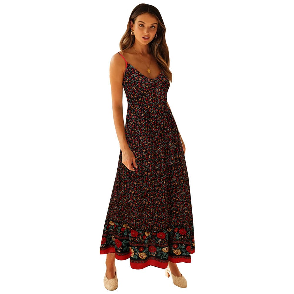 Summer V Neck Print Bohemia Long Dress