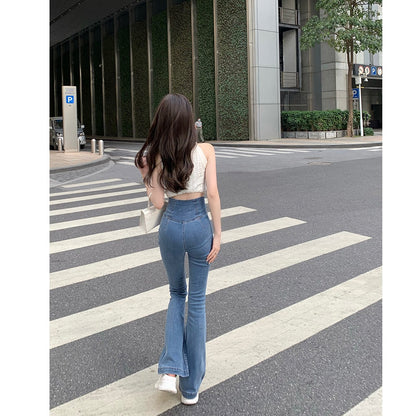 High Waist Hip Lift Skinny Jeans Elastic Slim Micro Horn Pants