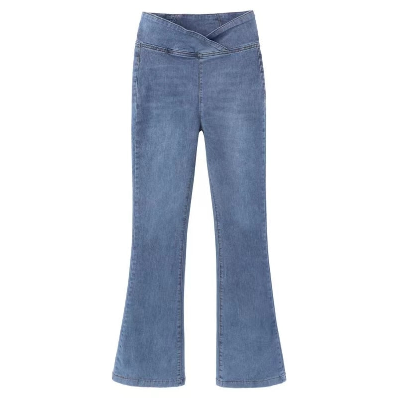 High Waist Hip Lift Skinny Jeans Elastic Slim Micro Horn Pants