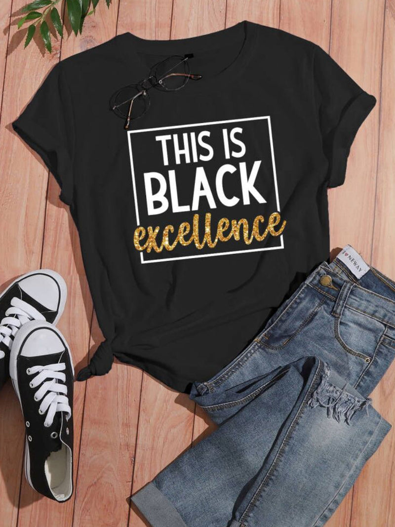 Round Neck Letter Print T-shirt Ar50140