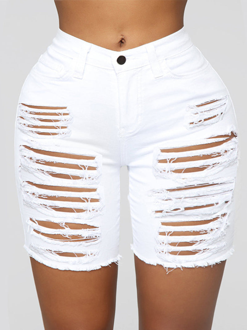 Mid Waist Ruched Stretchy Denim Shorts Ar70123