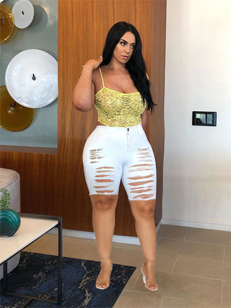 Mid Waist Ruched Stretchy Denim Shorts Ar70123