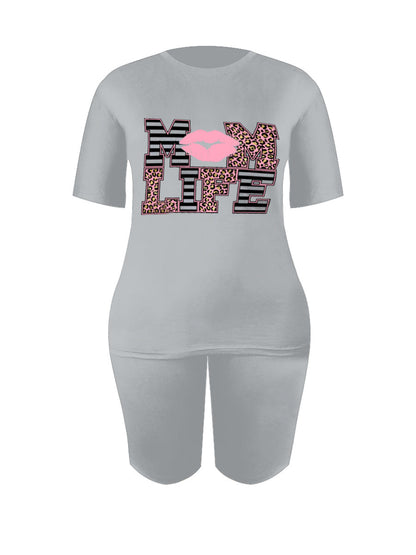 Lip Letter Print Shorts Set Ar5060