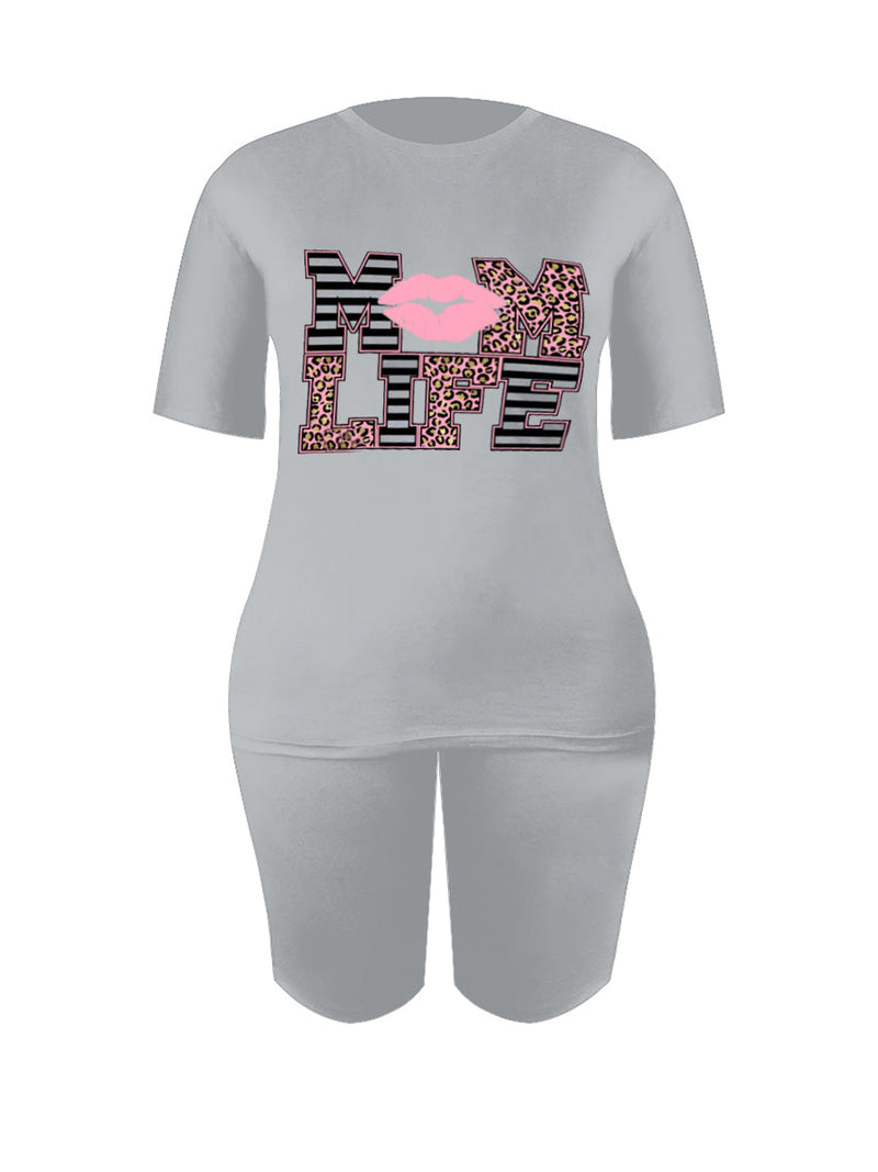 Lip Letter Print Shorts Set Ar5060
