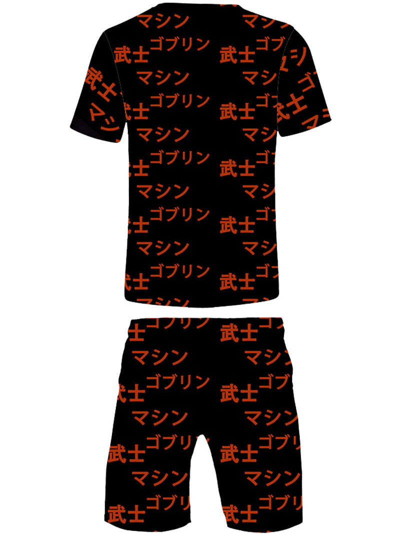 Cartoon Letter Print Shorts Set Ar70136