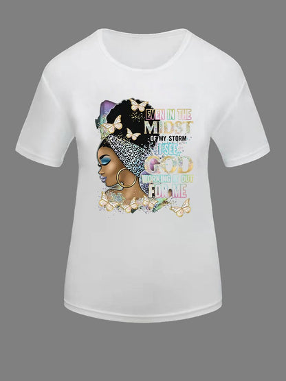 Figure Print Patchwork T-shirt Bo5073
