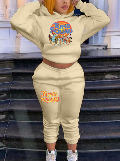 Cartoon Letter Print Pants Set Ar5056
