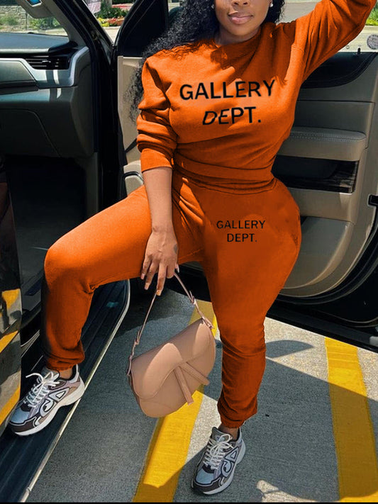 Letter Print Pocket Design Pants Set At9064