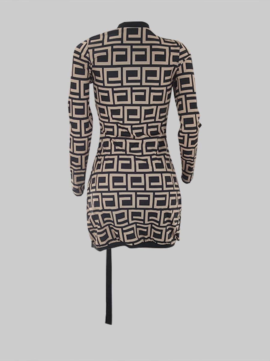 Sxy Geometric Print Bandage Design Blouse Ar5062