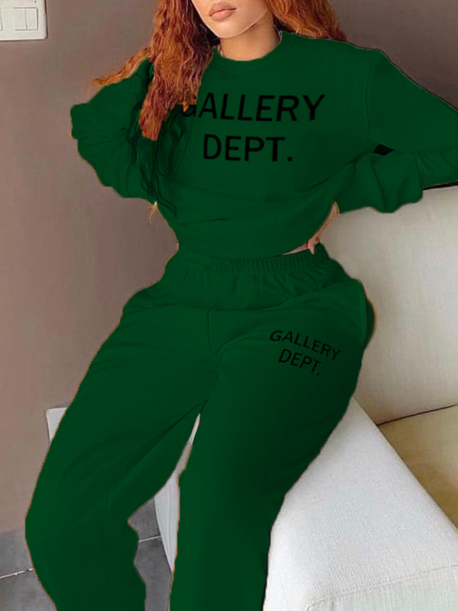 Letter Print Pocket Design Pants Set At9064