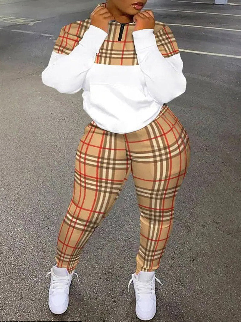 High Waist Plaid Print Pants Ar5068