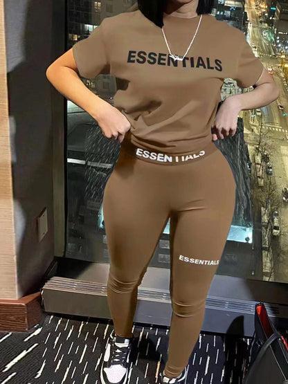Essentials Letter Print Pocket Design Pants Set Ar5055