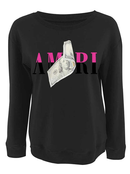 Money Letter Print Sweatshirt Ar7070