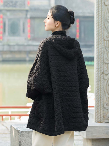 Winter Button Pocket Hooded Coat Cx062