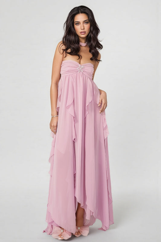 Purple Irregular Ruffled Maxi Dress