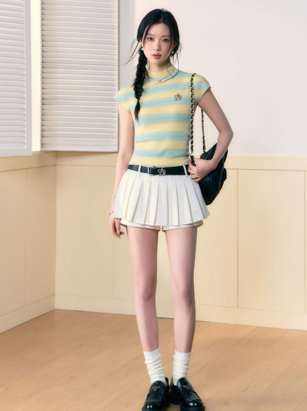Pleated Skort Collection: Versatile Tennis-style Shorts With Flared Overlay in Ivory, Charcoal, and Black