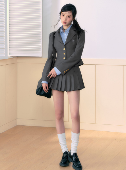 Pleated Skort Collection: Versatile Tennis-style Shorts With Flared Overlay in Ivory, Charcoal, and Black