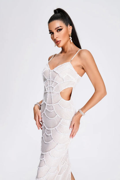 Stormi | Pearl Sequin Midi Dress