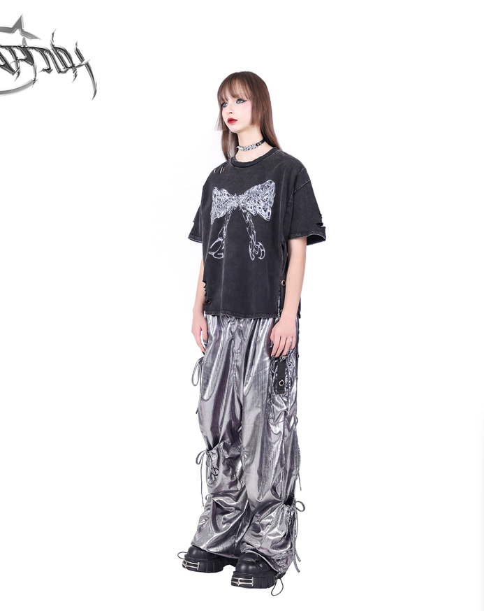 Pinkspink Shiny Parachute Cargo Pants - Hot Pink