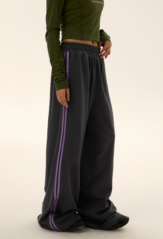Two-stripes Wide-leg Track Pants