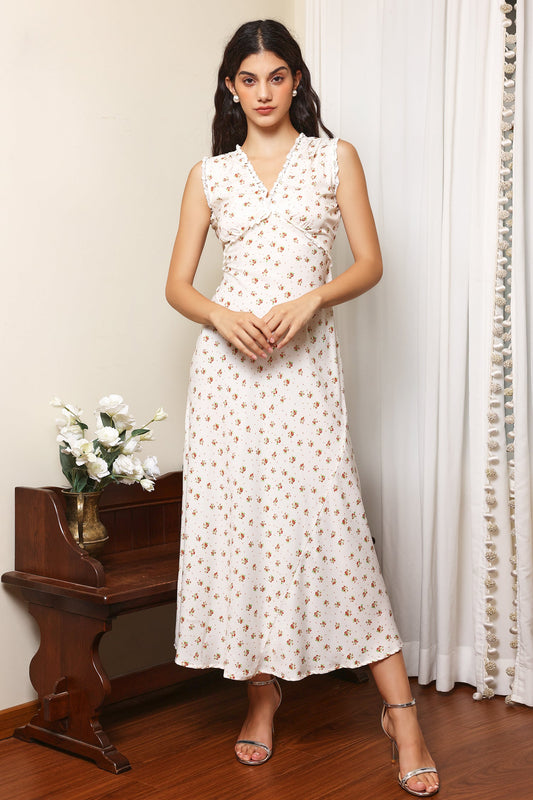 Sleeveless V-neck Midi Dress