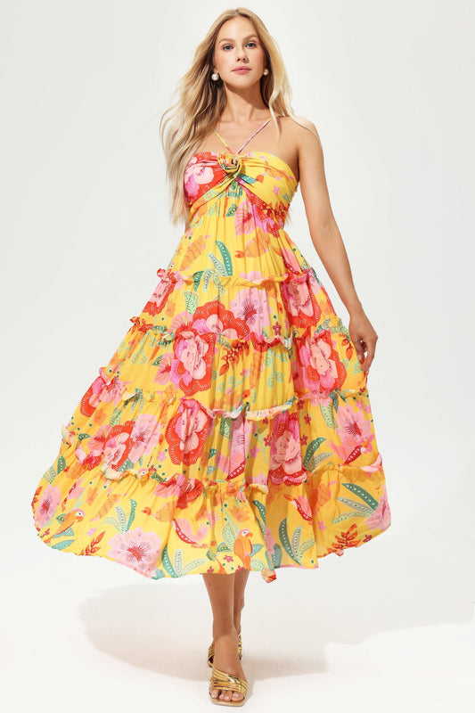 Ruffle Hem Cami Maxi Dress