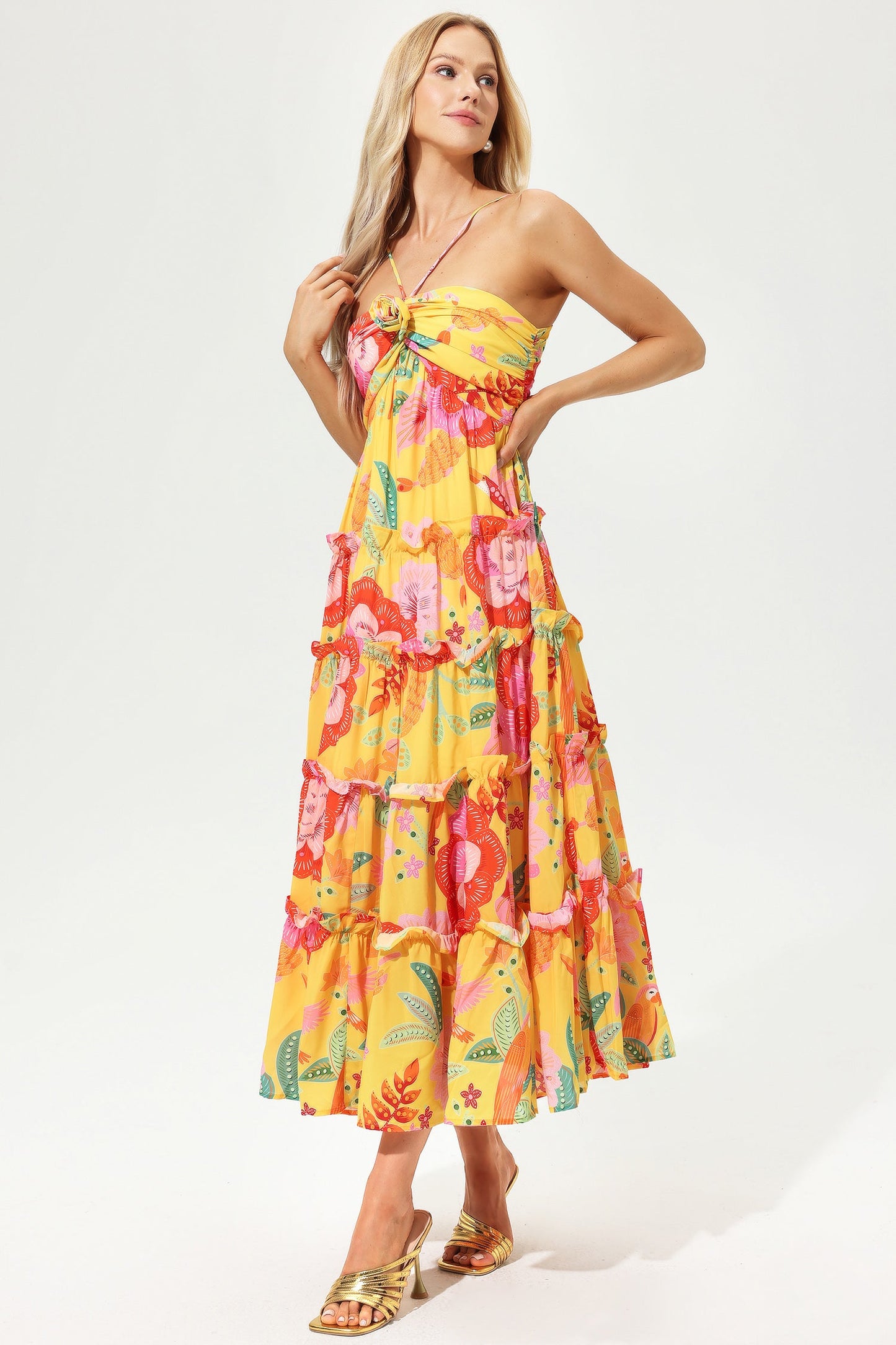 Ruffle Hem Cami Maxi Dress