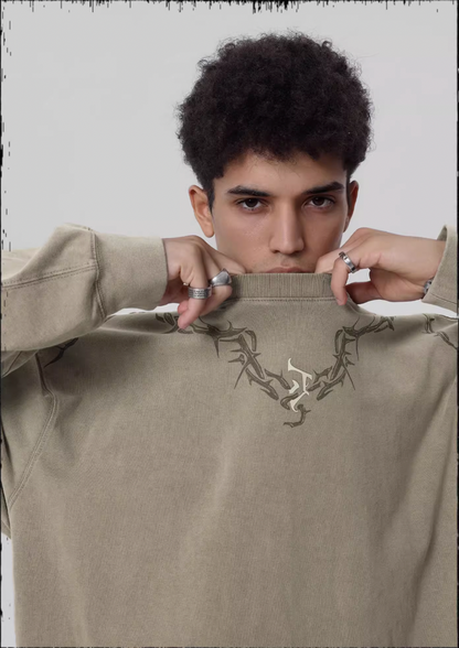 Logo Print Washed Long Sleeve T-shirt