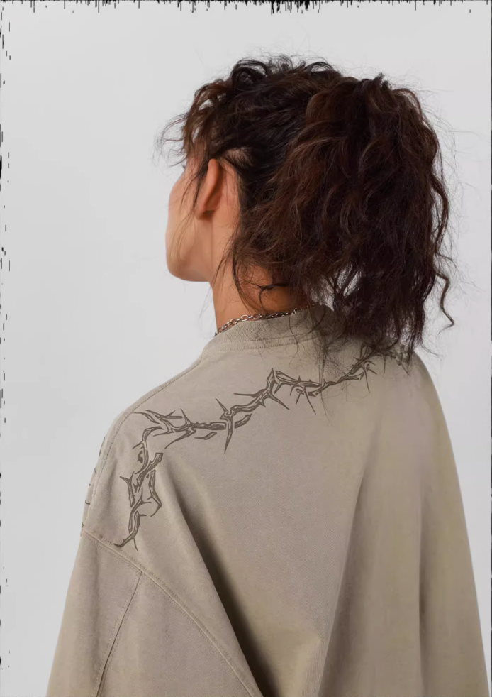 Logo Print Washed Long Sleeve T-shirt