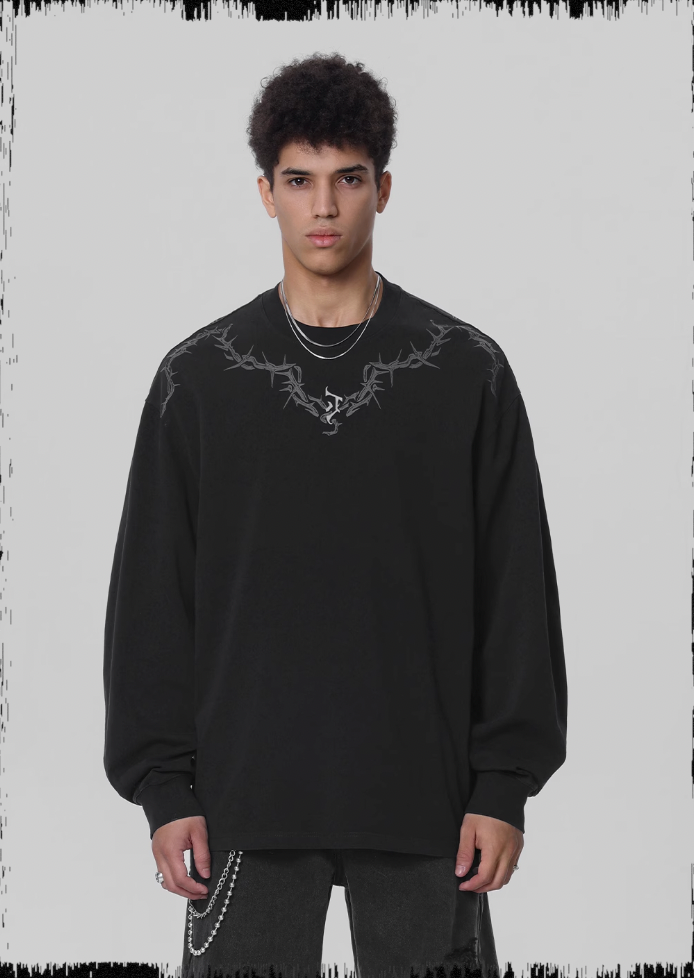 Logo Print Washed Long Sleeve T-shirt